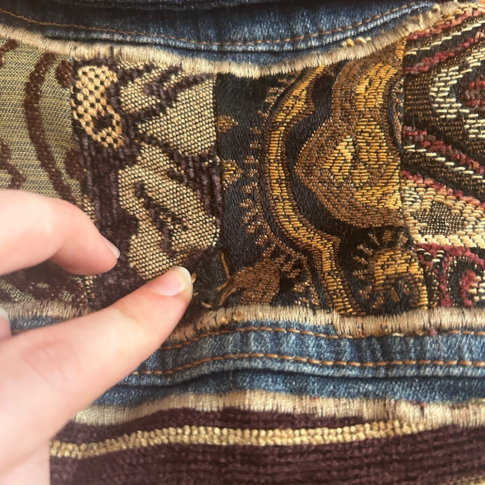 Whimsigoth tapestry patchwork denim jacket - Picture 15 of 15